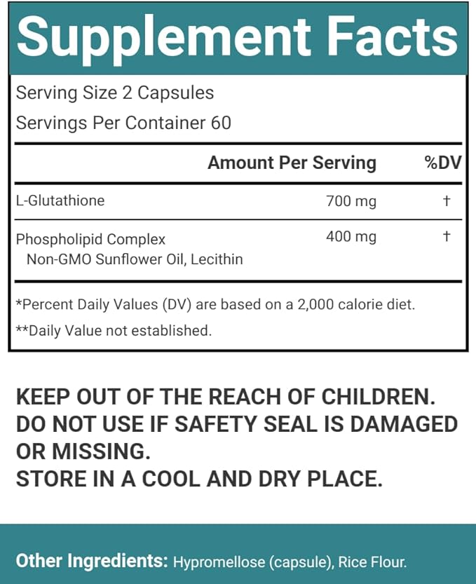 Liposomal Glutathione 1110 mg 120 Capsules Vegan 100% Vegetarian Non-GMO &amp Gluten Free - 2 Packs
