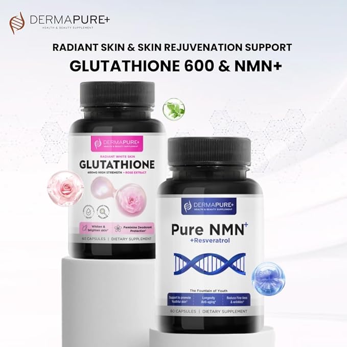 Dermapure NMN+ Supplement 4-in-1 – Support Youthful Skin Longevity Anti-Aging Reduces Fine Lines &amp Wrinkles Supports NAD+ Levels GMP Certified &amp FDA Registered – 60 Capsules (1 Pack)