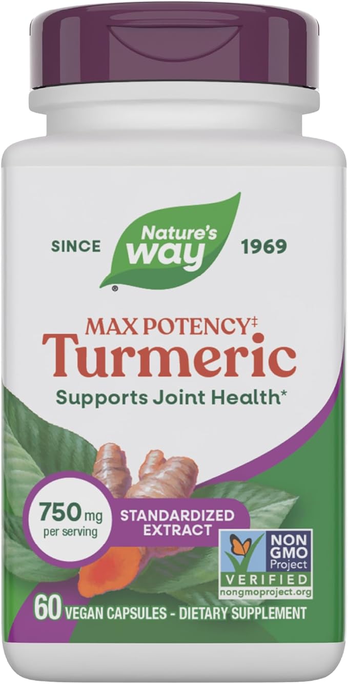 Nature's Way Premium Extract Turmeric Max Potency‡ Standardized to 95% Curcuminoids 750 mg per serving 60 VCaps