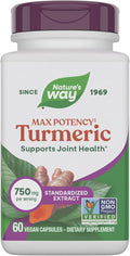 Nature's Way Premium Extract Turmeric Max Potency‡ Standardized to 95% Curcuminoids 750 mg per serving 60 VCaps
