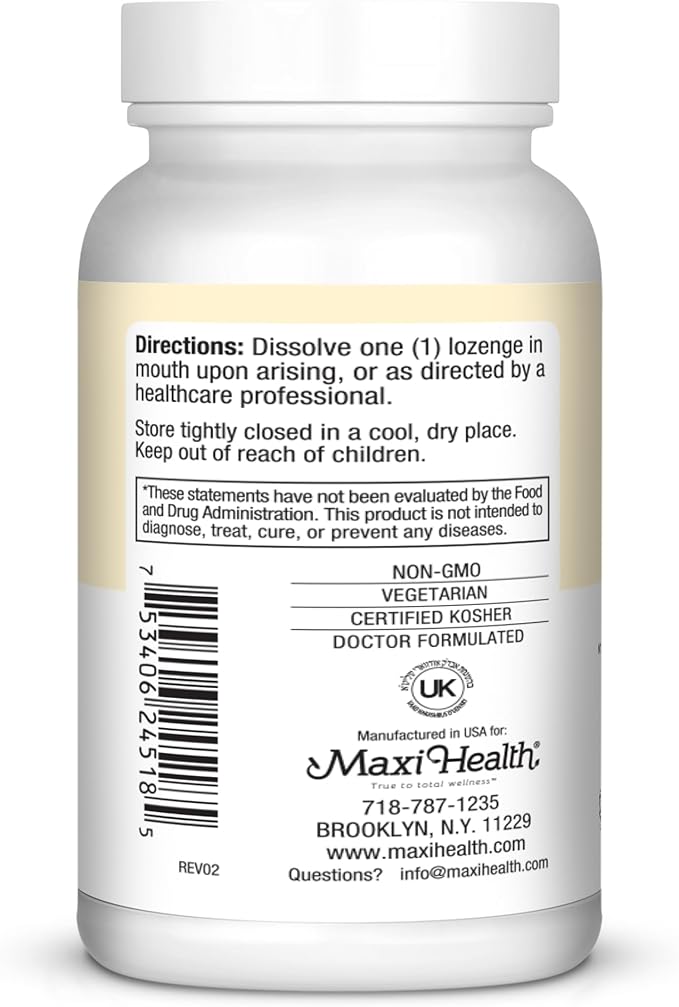 Maxi Health Triple B Lozenges - Vitamin B12 &amp B6 &amp Biotin - Strawberry Flavor - 180 Chewies - Kosher