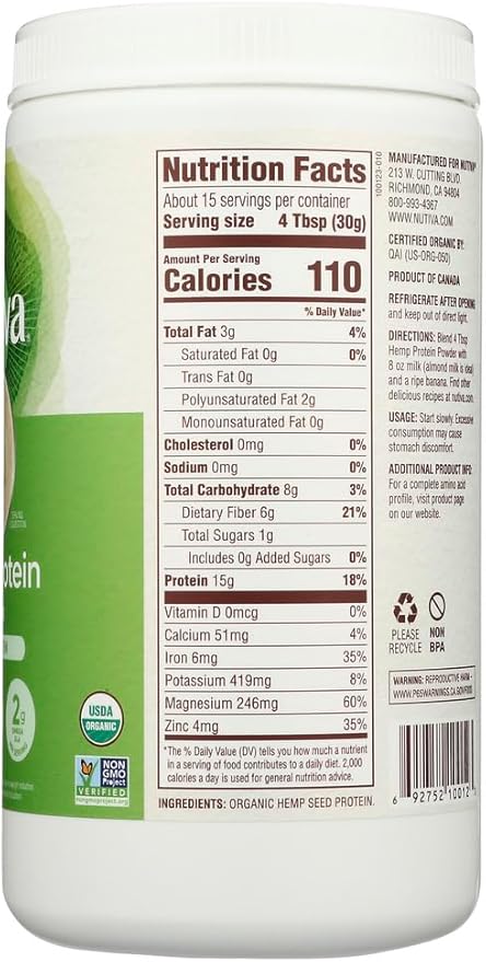 Nutiva Hemp Protein 15g Org