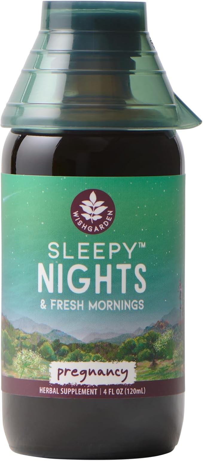 WishGarden Herbs Sleepy Nights for Pregnancy - Plant-Based Herbal Sleep Aid Safe for Pregnant Moms Organic Sleep Tincture with Chamomile &amp Scullcap Supports Restful Sleep Without Melatonin 4oz