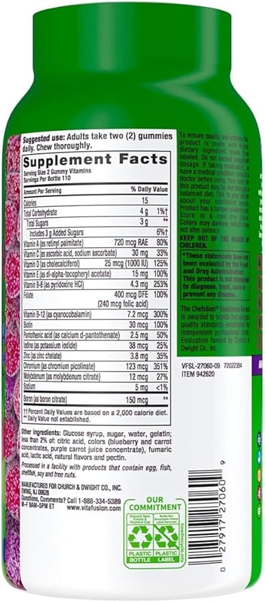 Vital_Fusion Men's Multivitamin Gummies 220 ct. 14 Essential Nutrients | Supports Energy Muscle Eye &amp Immune Health | Berry Flavors | Dietary Supplement for Men