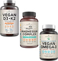 AMANDEAN Premium Magnesium Complex Vegan Omega 3 Vegan D3+K2 Bundle. Plant-Based Immune Support. Algae DHA &amp EPA. Quality Sleep Focus &amp Mood. Support Healthy Heart Brain Joints &amp Eyes