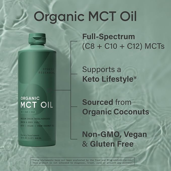 Sports Research® Vegan Supplements Pack - Vegan D3 + K2 + Organic MCT Oil + CoQ10