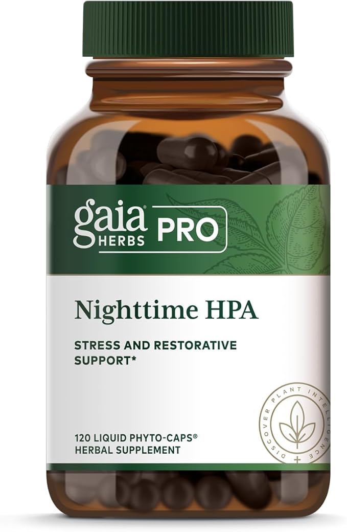 Gaia Herbs Pro Nighttime HPA - Restorative &amp Healthy Sleep Support Supplement* - Relaxation Support Supplement* with Ashwagandha Root Extract &amp Cordyceps Mushroom - 120 Liquid Phyto-Caps (60 S