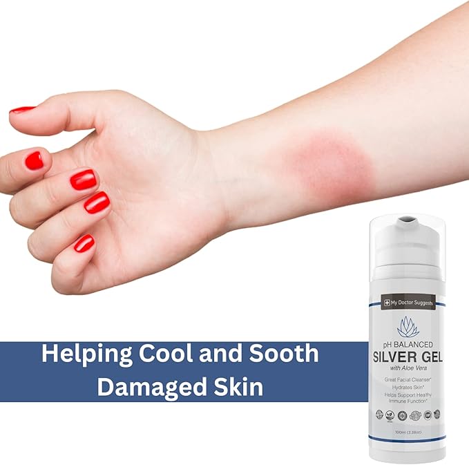 Colloidal Silver Gel Burn and Wound Care with Aloe Vera - 30ppm pH Balanced Formula Helps Soothe Burns Sores &amp Eczema - Structured Silver - Made in USA (3.38 oz)