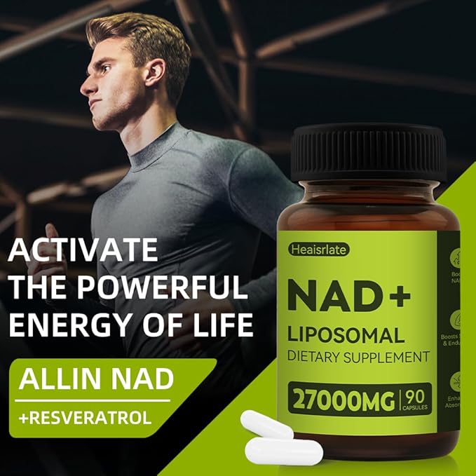 NAD+ Supplement 1000mg with Resveratrol &amp Quercetin - Nad Nicotinamide Adenine Dinucleotide Anti-Aging Formula - Cellular Energy Booster &amp Brain Health Support - NMN Alternative NAD Supplement