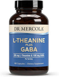 Dr. Mercola L-Theanine Plus GABA - 200 mg of L-Theanine and 100 mg of GABA (Gamma-Aminobutyric Acid) per Serving - 180 Capsules (90 Servings)