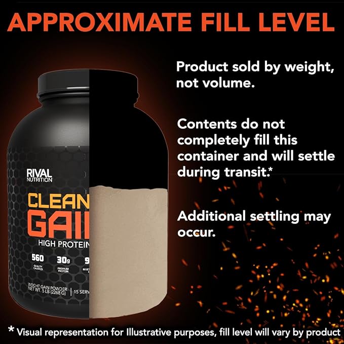 RIVAL NUTRITION Clean Gainer Protein Powder – 5LB Cookies &amp Cream – High Protein Lean Mass &amp Weight Gainer | 560 Calories 30g Protein 99g Multi-Source Carbs – 15 Servings
