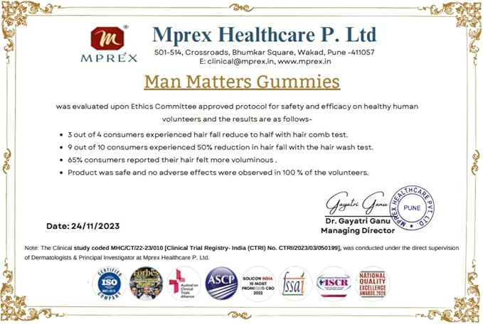 Man Matters Biotin Hair Gummies for Men | Keeps Hair Healthy and Strong | Strawberry Flavoured | Vitamin A Vitamin C Vitamin E &amp Zinc | 100% Vegetarian | 60 Days Pack