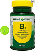 SUREFECT Spring Valley Vitamin B1 (Thiamin) 250 mg - 100 Tablets for Metabolic &amp Nervous Function Organizer