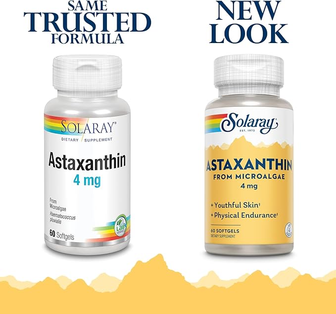 SOLARAY Astaxanthin 4 mg | Antioxidant | Healthy Eye Skin Cardiovascular Function &amp Joint Support | 60 Softgels