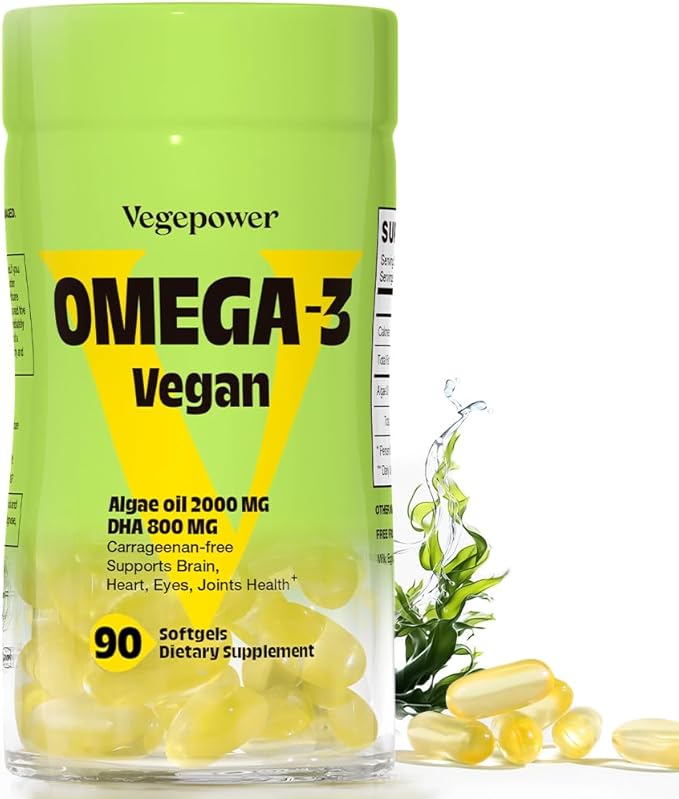 Vegan Iron Gummies + Vegan Algae Omega-3 DHA - Best Vitamin Supplement for Women &amp Men Non-GMO Gluten-Free