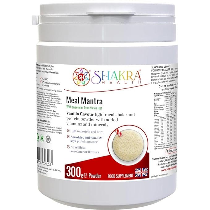 Meal Mantra Vanilla Vegan Isolate Protein Workout Powder Drink for Gym &amp Training. Build Muscle &amp Get Toned | Spiritually Aligned Supplements. Shakra Health