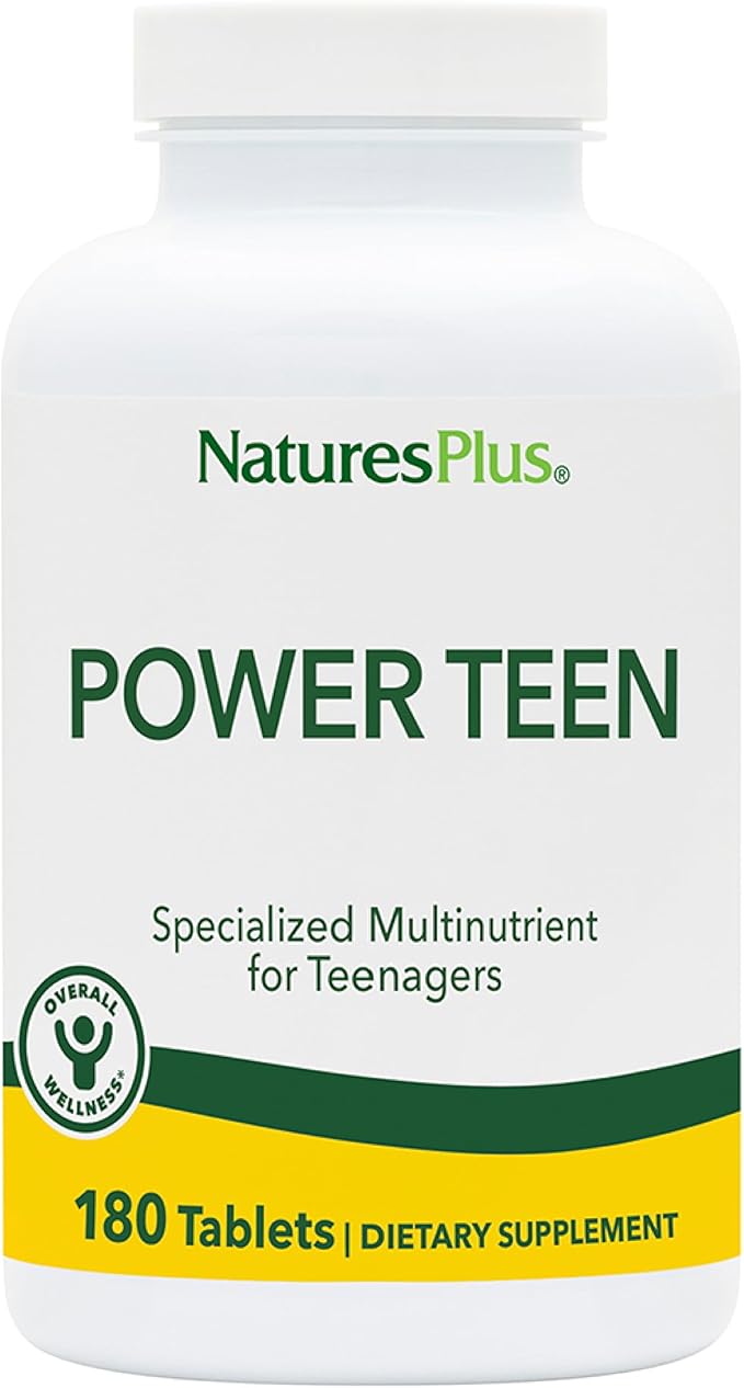 NaturesPlus Source of Life Power Teen - 180 Vegetarian Tablets - Teen Multivitamin with Minerals &amp Whole Foods for Mental Focus Energy Booster - Gluten-Free - 90 Servings