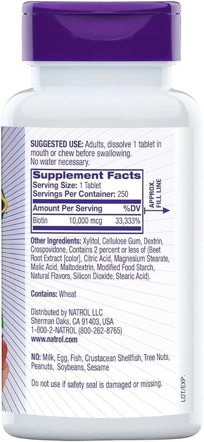 Natrol Biotin BEAUTY 10 000 mcg 250 Fast Dissolve Tablets