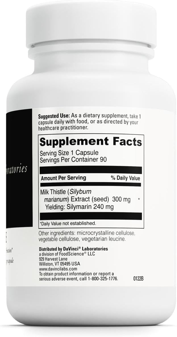 DAVINCI Labs Milk Thistle - Dietary Supplement to Support Liver Detoxification and Function Kidney Health and Healthy Digestion* - with Milk Thistle and More - Gluten-Free - 90 Vegetarian Capsules