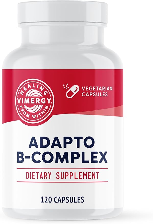 Vimergy Adapto B Complex 120 Servings – High Potency with 8 B Vitamins Rhodiola &amp Hawthorn Berry – Supports Mental Energy Cognition Mood - Non-GMO Kosher Vegan Paleo No Gluten No Soy