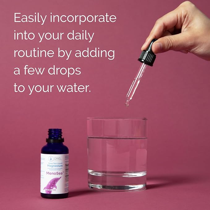 Oriel Liquid Magnesium Drops Menosea Rapid Absorption Free Ion Magnesium Minerals and 78 Trace Elements Supports Menopause Wellness Promotes Balance Well-Being Relaxation 30ml 30-Day Supply