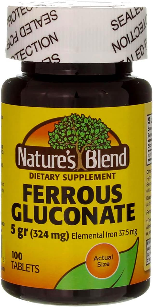 Nature`s Blend Ferrous Gluconate Tablets 325 mg 100 Count Per Bottle (8 Bottles)