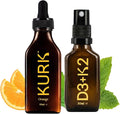 High Strength Liquid Curcumin Oil from Turmeric (Orange 3.2 Fl Oz) and Vitamin D3 K2 Oral Spray (Peppermint 1 Fl Oz) Bundle