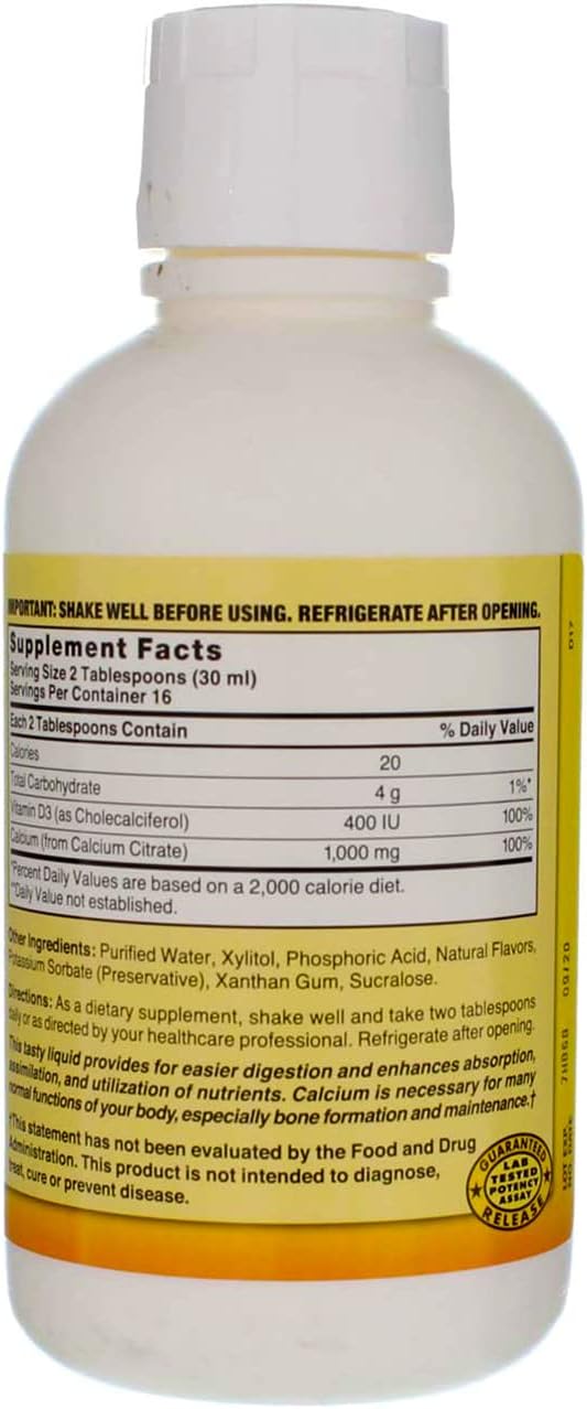 Nature's Blend Calcium Citrate with D3 Blueberry Flavored Liquid 16 oz Each (Pack of 5)