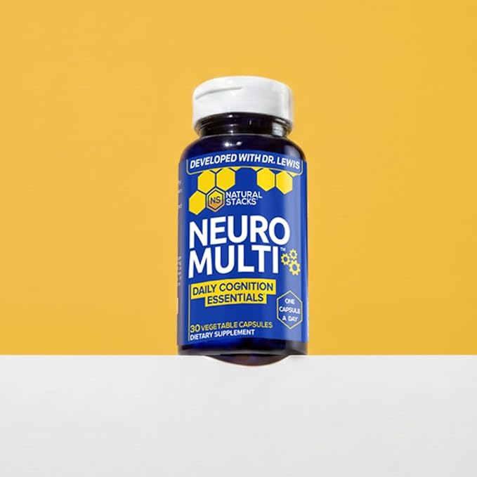 NATURAL STACKS NeuroMulti - Multivitamin for Women &amp Men - Supports Daily Cognition - One Capsule Per Day - CoQ10 200mg for Brain Energy Support - 10 in 1 Brain Health Complex - 30 Capsules