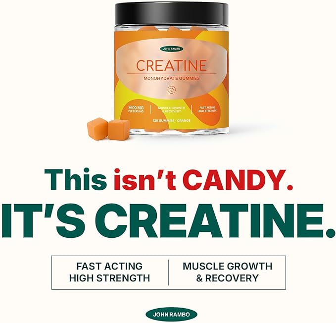 Creatine Monohydrate Gummies – 3600mg Real Creatine Per Serving – Transparent Label Refreshing Orange Flavor Lab-Tested Muscle &amp Strength Supplement