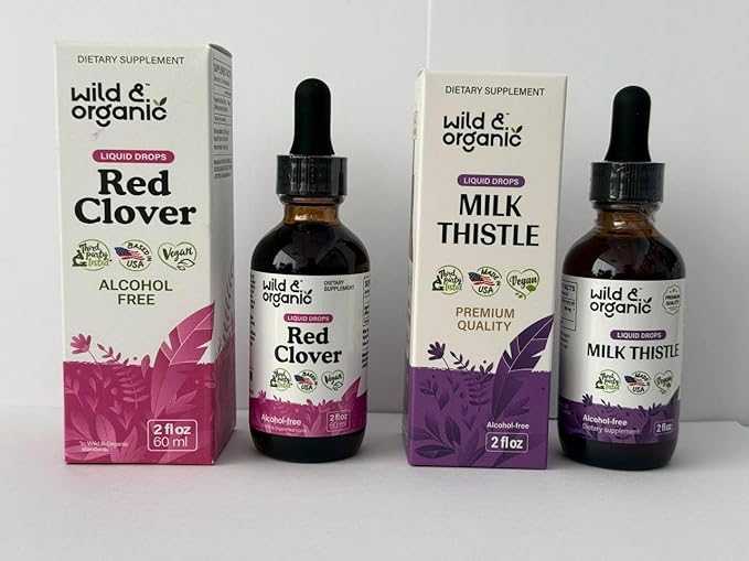 Wild &amp Organic Red Clover Tincture 2 fl oz &amp Milk Thistle Tincture 2 fl oz