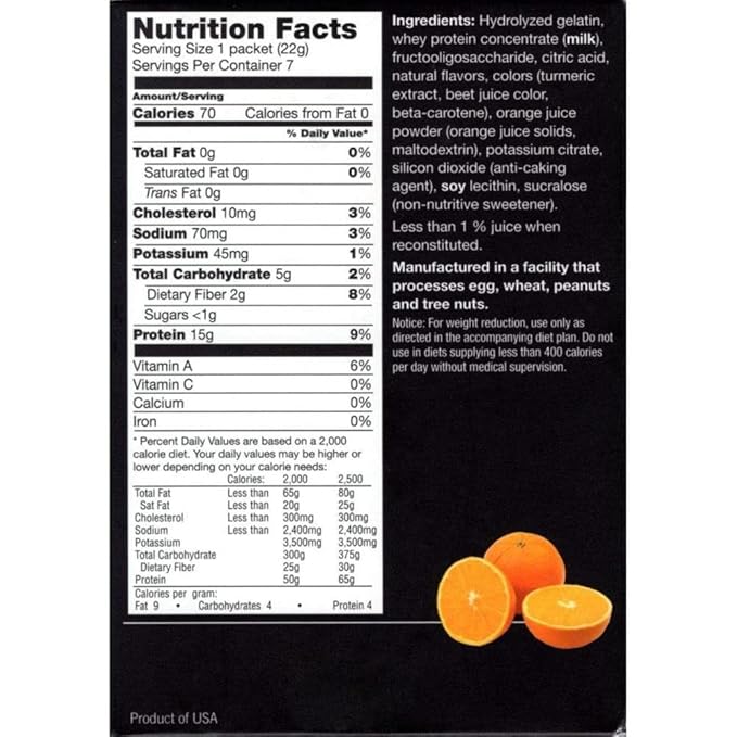 PROTIFIT - High Protein Orange Fruit Drink 2 Pack 15g Protein Low Calorie Sugar Free Ideal Protein Compatible 7 Servings Per Box (2 Pack)