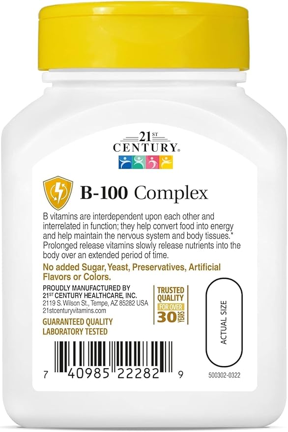21st Century Complex B-100 Prolonged Release - 60 Caplets Pack of 3