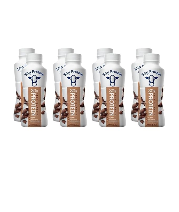 High Protein Chocolate Nutrition Shake – 30g Protein per Bottle | 8 Pack (11.5 Fl Oz) | Only 2g Sugar &amp 150 Calories | Enriched with 8 Naturally Occurring Vitamins &amp Minerals | Low Carb Recove