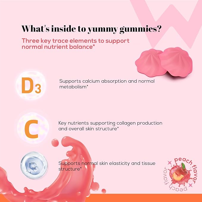 Wondermoon Women’s Collagen Gummies with Vitamin C Biotin &amp Zinc – Daily Nutritional Support – Hydrolyzed Collagen Peptides Peach Flavor Plant-Based 60 Gummies
