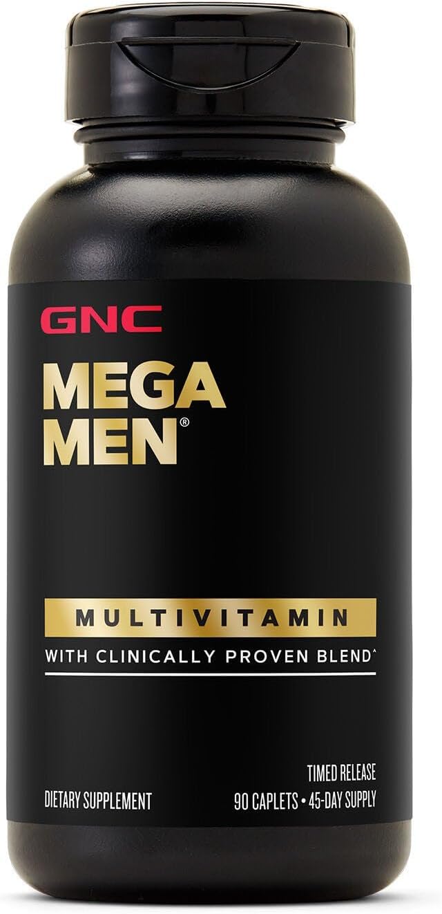 GNC Mega Men Multivitamin Caplets Clinically Proven to Feel Better Immune Support Energy Support B Vitamins Vitamin D-3 Timed Release 90 Caplets