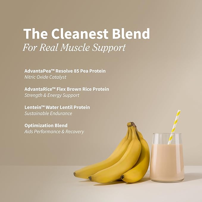 Snap Supplements Organic Plant Based Vegan Protein Powder Nitric Oxide Boosting Protein Powder BCAA Amino Acid for Muscle Growth Performance &amp Recovery - 30 Servings (Banana)