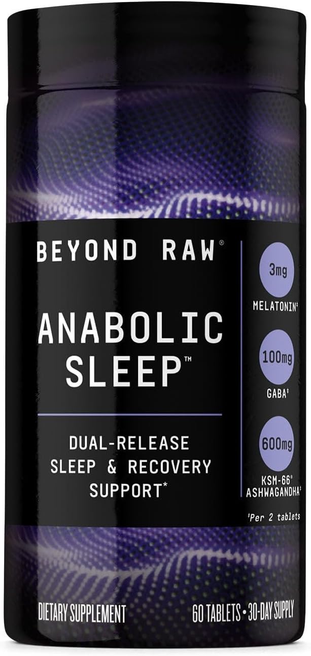 BEYOND RAW Anabolic Sleep Duel-Release Stress Sleep &amp Recovery Support 60 Count