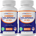 Vitamatic Melatonin 20 mg Tablets | Vegetarian Non-GMO Gluten Free | 1 Year Supply | Natural Berry Flavor - 365 Tablets - 2 Pack