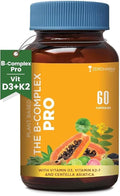 Vitamin B Complex with Vitamin D3 Vitamin K2 &amp Centella Asiatica with B1 B2 B3 B5 B6 B9 &amp Vitamin B12 |Improves Hair Skin &amp Nails | Improves Heart Health &amp Regulates Calcium | 6