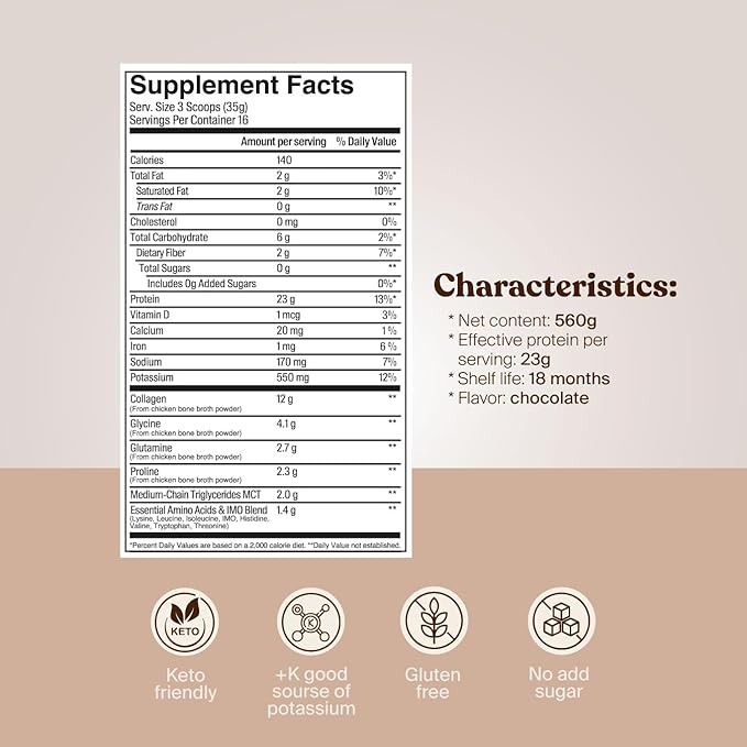 SAVVY Vanilla + Chocolate Bone Broth Protein Bundle Protein Powder – 22g Protein 12g Collagen Glutamine MCTs – for Muscle Joint Digestive &amp Skin Health – Dairy-Free Keto – 560g (16 Servings