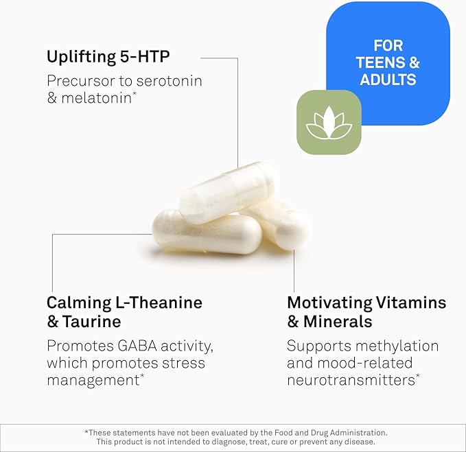 Neuroscience TravaCor - Mood Support Supplement with L-Theanine 5 HTP and B Vitamins - GABA and Serotonin for Stress and Emotional Support (120 Capsules)