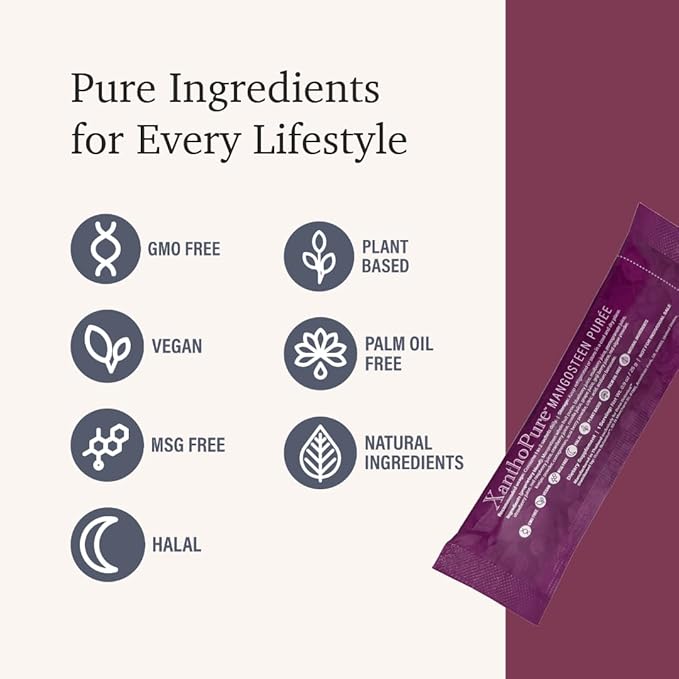 XanthoPure Mangosteen Puree | 30 Sachets | Plant-Based Antioxidant Jelly with Natural Nutrients | Delicious Vegan Whole Fruit Blend | No Added Sugar Fillers or Preservatives