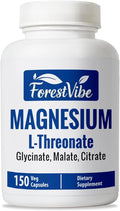 Magnesium L-Threonate Citrate Malate &amp Glycinate 150 Chelated Pills High Absorption Magnesium Supplement for Women and Men Extra Strength Complex Capsules Non-GMO &amp Gluten Free