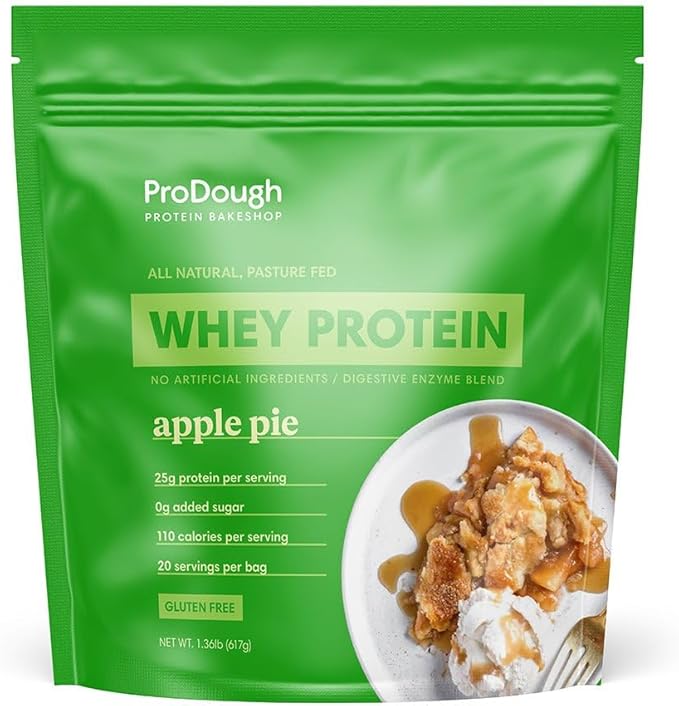 ProDough Gourmet Whey Isolate Hydrolized Protein Powder for Shake Mix- Easy Digest Enzyme Blend 25g Protein per Serving Natural Ingredients Gluten Free Keto Friendly (Apple Pie)