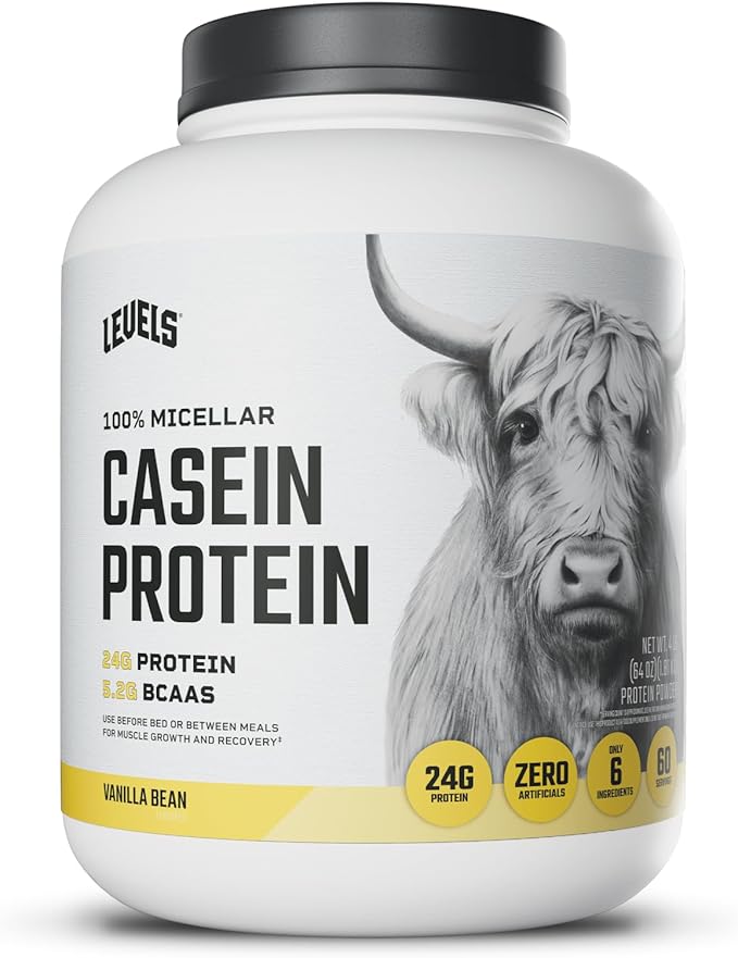 Levels 100% Micellar Casein Protein Hormone Free Vanilla Bean 4LB