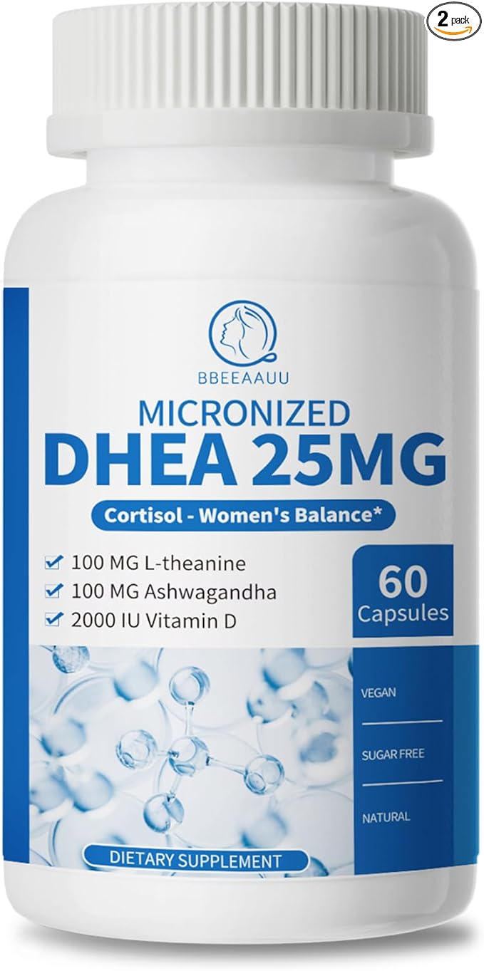 2 Pack DHEA Supplement for Women 40+ and Men Supports Hormones*Balance DHEA 25mg (Capsule-in-Capsule) with L-Theanine Ashwagandha Vegan Non-GMO Gluten-Free Soy-Free 60 Capsules