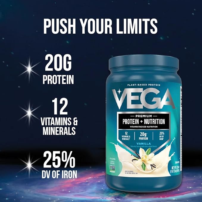 Vega Protein + Nutrition - 20g Plant-Based Pea Protein Chocolate 30 Servings Vegan Keto Superfood Antioxidant-Rich Gluten Free Dairy Free Low Carb 2.4lbs (Packaging May Vary)