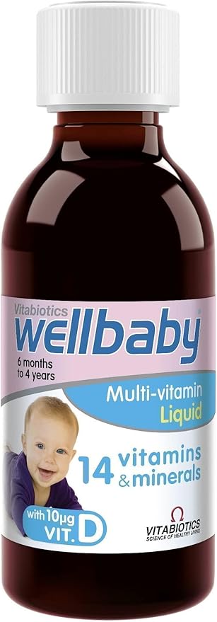 WELLBABY Vitabiotics Multi-Vitamin Liquid - Immune System Multivitamin for Infants and Babies Ages 6 Months to 4 Years - 150mL (Pack of 2)