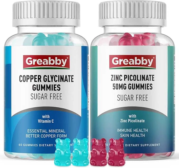 Zinc Copper Gummies Zinc Picolinate 50mg &amp Copper Glycinate 2mg High Absoprtion Form Immune Health Support